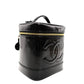 CHANEL Coco Mark Patent Leather Black Vanity Bag Black Handbag Vintage 7-11-770