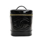 CHANEL Coco Mark Patent Leather Black Vanity Bag Black Handbag Vintage 7-11-770