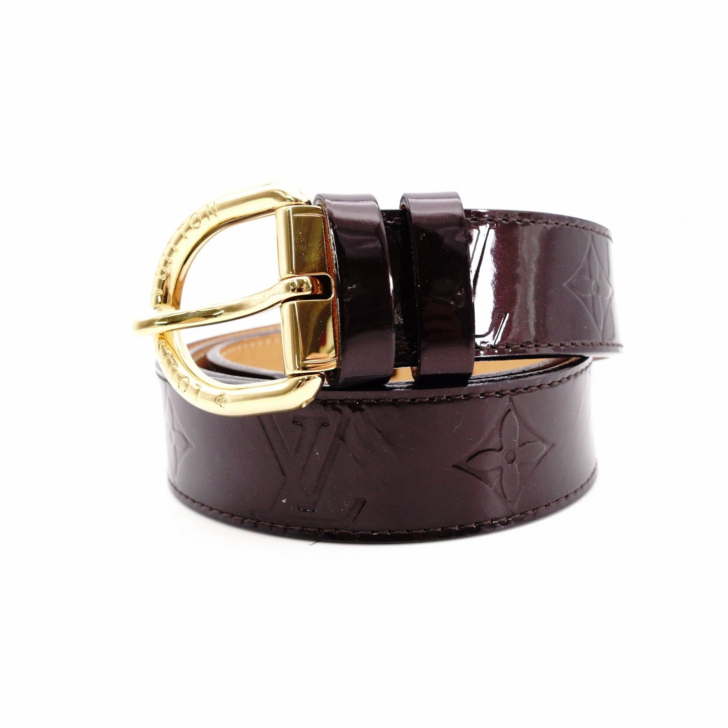 LOUIS VUITTON Monogram Vernis Belt, Patent Leather, Amaranth