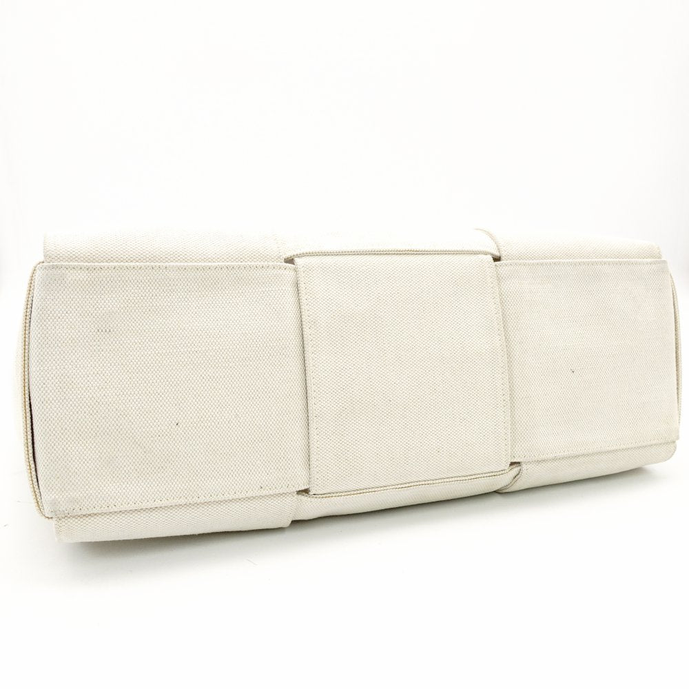 Bottega Veneta Intrecciato Tote Bag Canvas Off-White × Black Shoulder Pouch Included 7-12-043