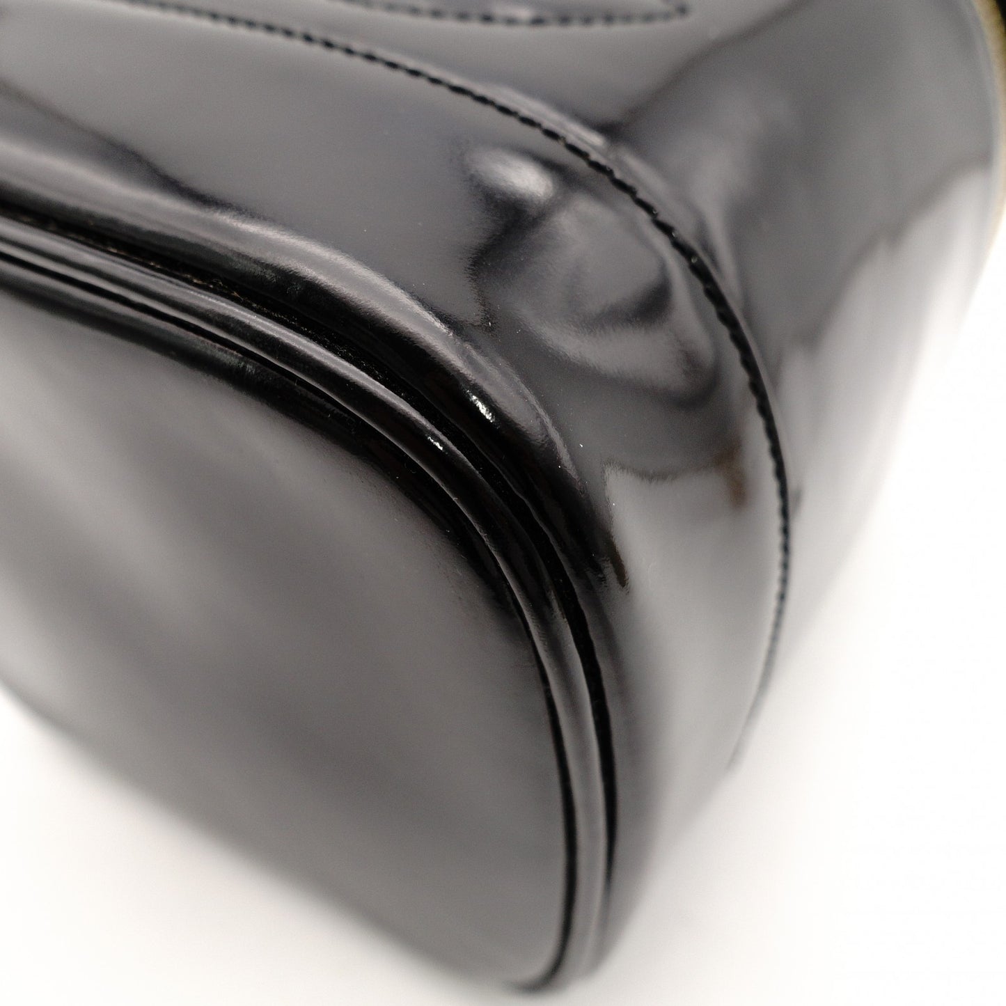 CHANEL Coco Mark Patent Leather Black Vanity Bag Black Handbag Vintage 7-11-770