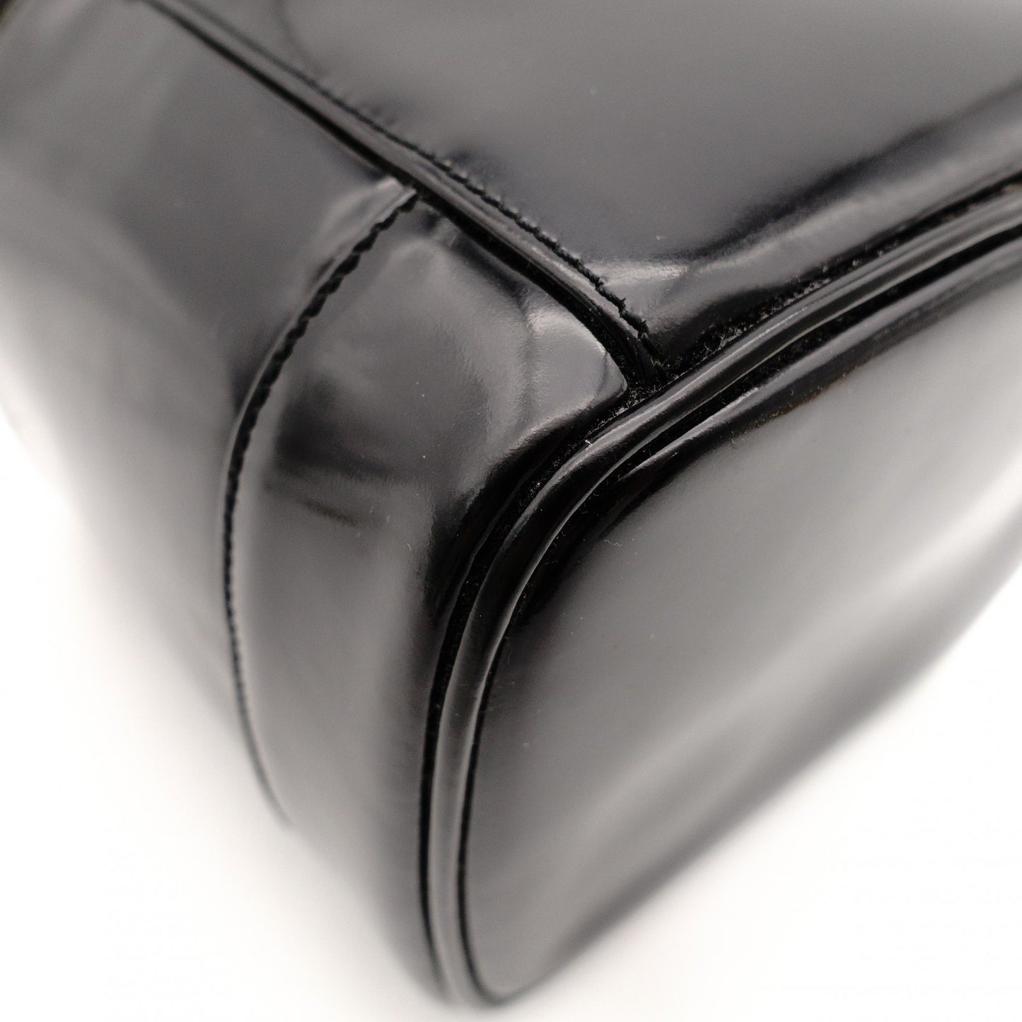 CHANEL Coco Mark Patent Leather Black Vanity Bag Black Handbag Vintage 7-11-770