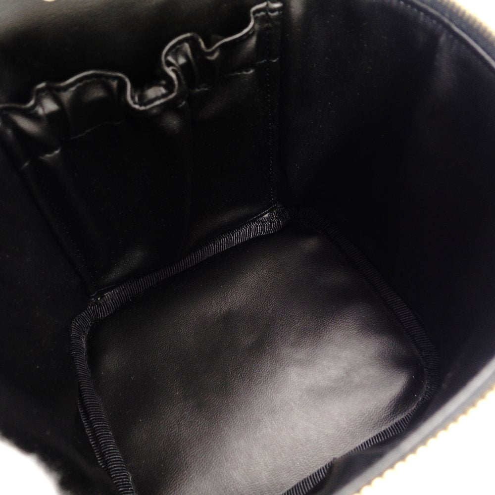 CHANEL Coco Mark Patent Leather Black Vanity Bag Black Handbag Vintage 7-11-770