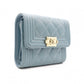 CHANEL Caviar Skin Boy Chanel Tri-fold Wallet, Leather, Blue, Gold Hardware