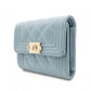 CHANEL Caviar Skin Boy Chanel Tri-fold Wallet, Leather, Blue, Gold Hardware