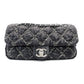 CHANEL Parisian Matelassé Nylon Tweed On-Stitch Double Chain Shoulder Bag Gray Nylon Silver Hardware 7-11-761