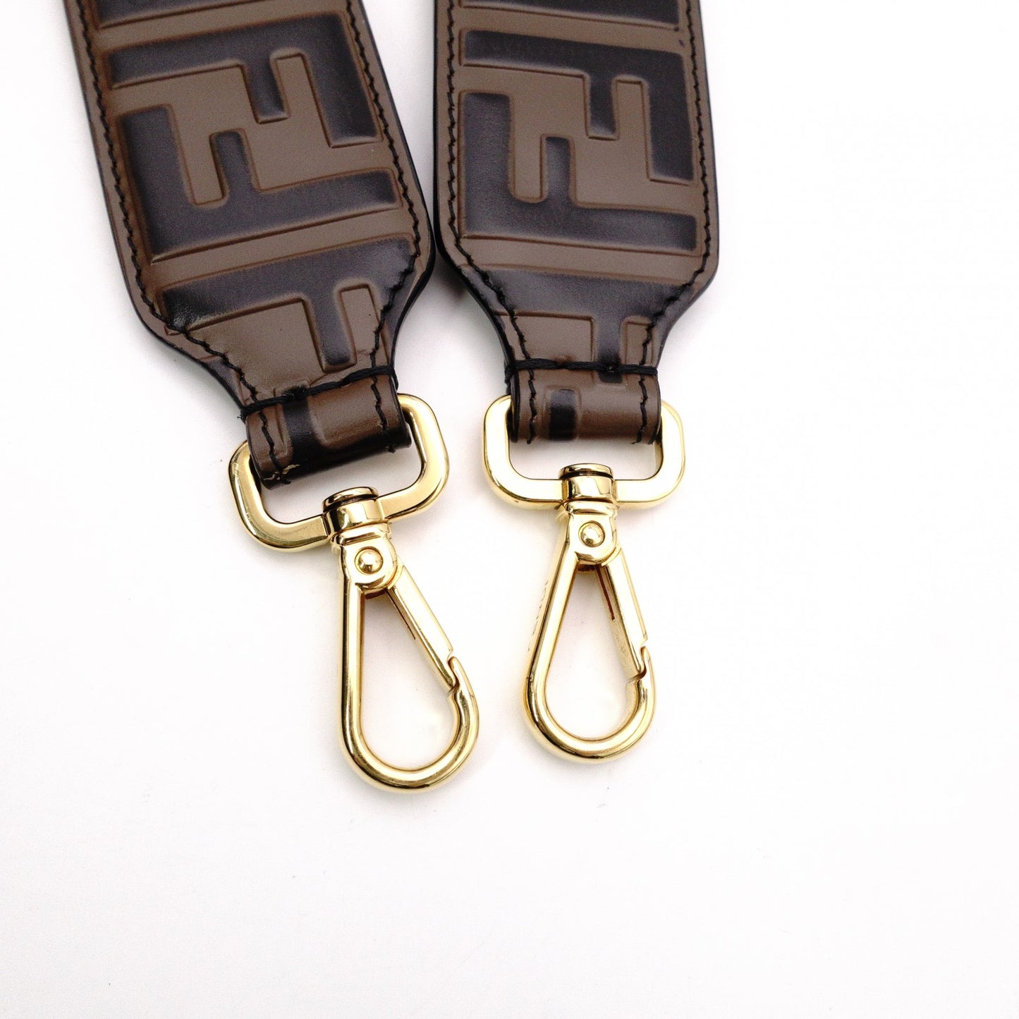 FENDI Strap Leather FF Logo Gold Hardware Reversible