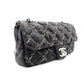 CHANEL Parisian Matelassé Nylon Tweed On-Stitch Double Chain Shoulder Bag Gray Nylon Silver Hardware 7-11-761