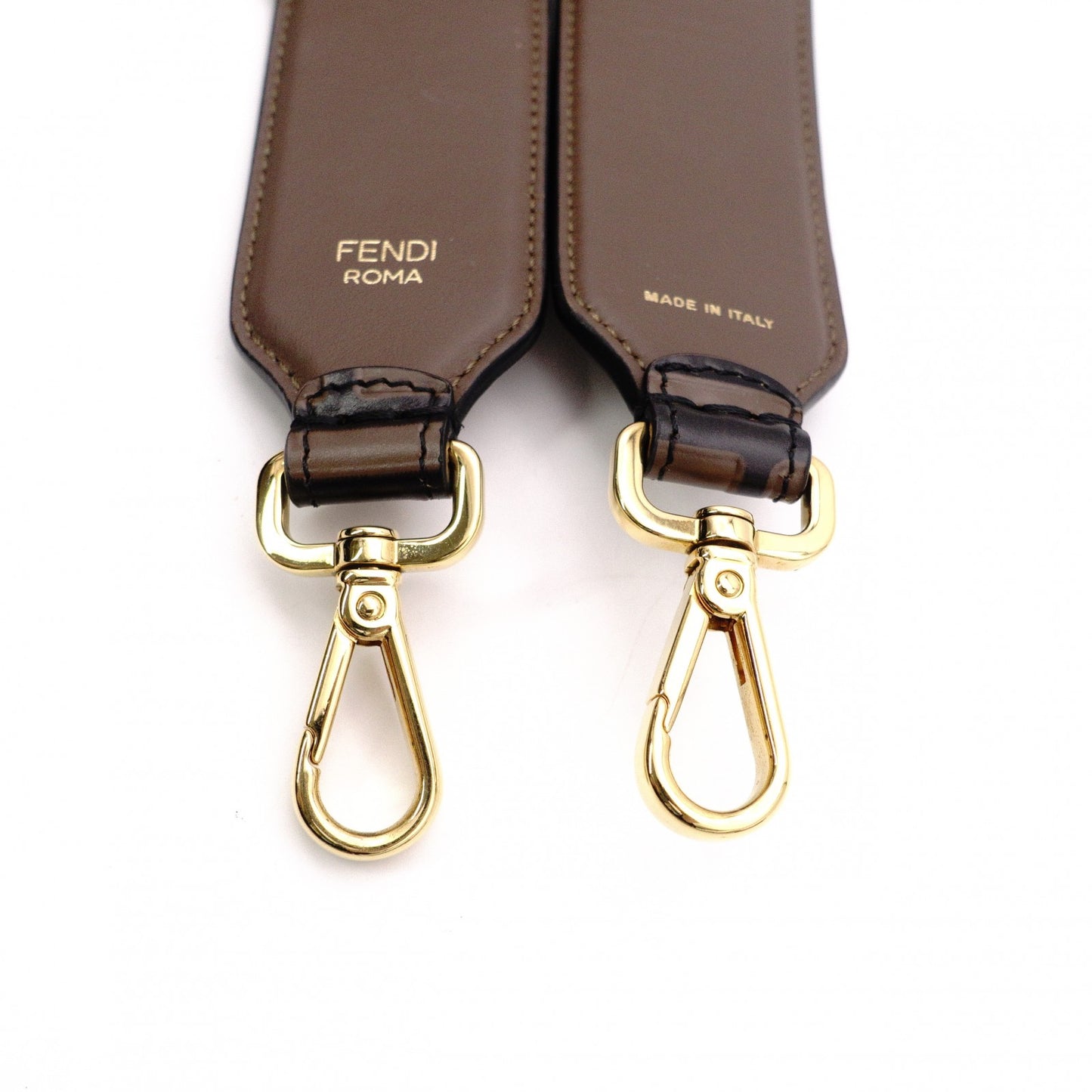 FENDI Strap Leather FF Logo Gold Hardware Reversible
