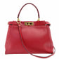 FENDI Peekaboo Handbag 2-Way Leather Red Shoulder Bag Red Gold Hardware 7-11-477
