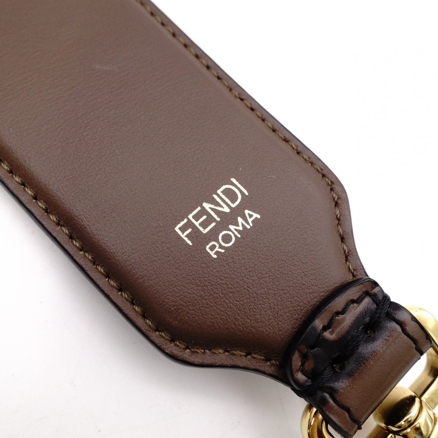 FENDI Strap Leather FF Logo Gold Hardware Reversible