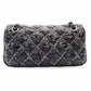CHANEL Parisian Matelassé Nylon Tweed On-Stitch Double Chain Shoulder Bag Gray Nylon Silver Hardware 7-11-761