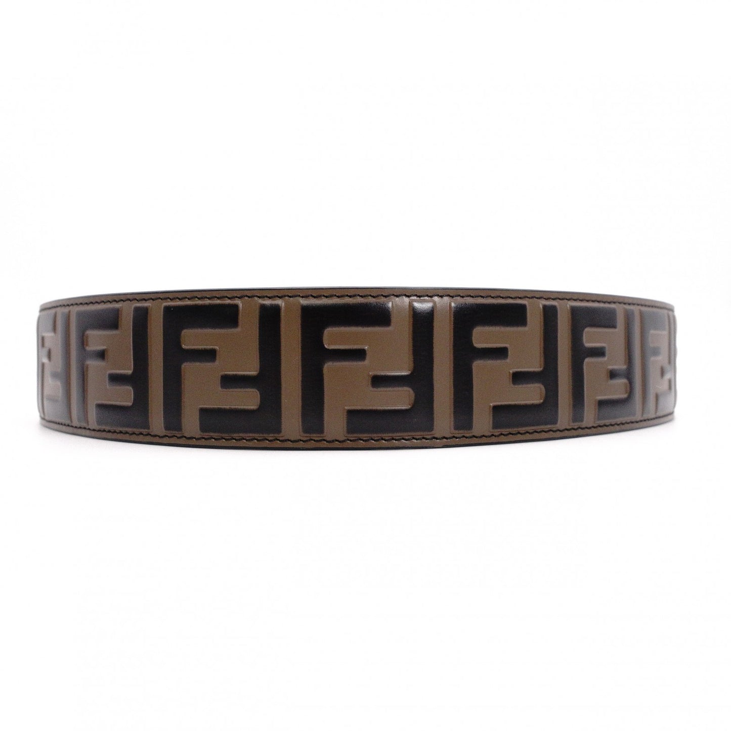 FENDI Strap Leather FF Logo Gold Hardware Reversible