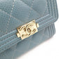 CHANEL Caviar Skin Boy Chanel Tri-fold Wallet, Leather, Blue, Gold Hardware