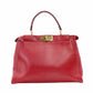 FENDI Peekaboo Handbag 2-Way Leather Red Shoulder Bag Red Gold Hardware 7-11-477