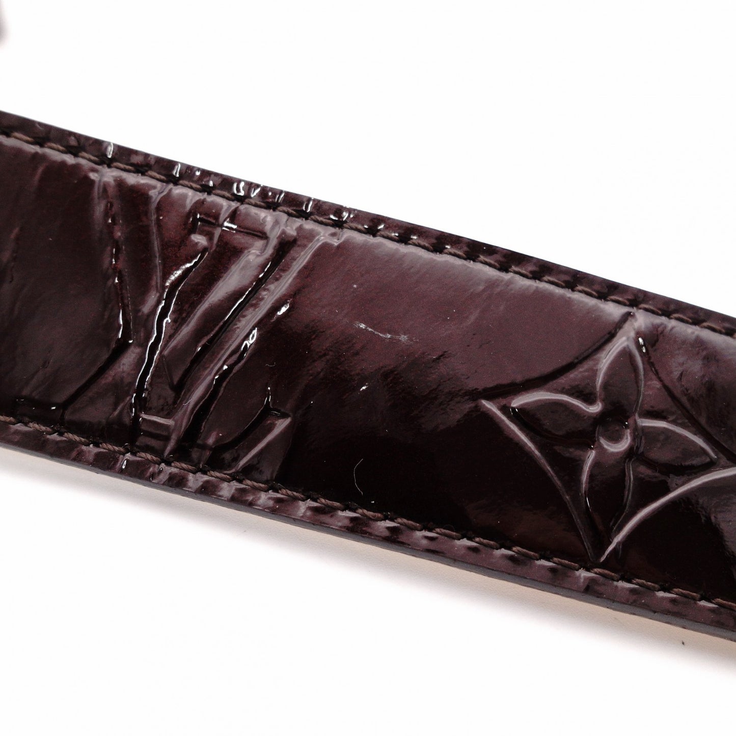 LOUIS VUITTON Monogram Vernis Belt, Patent Leather, Amaranth