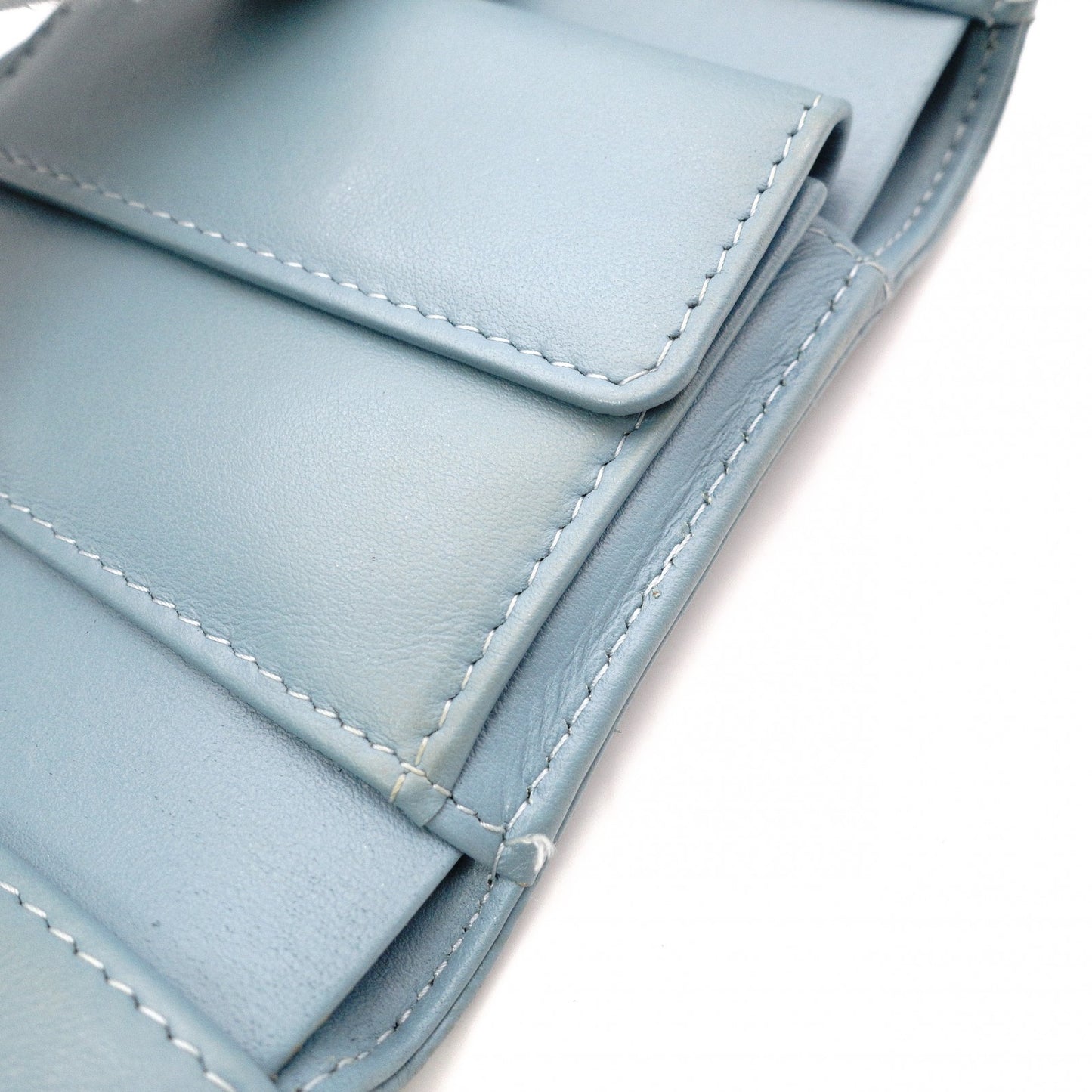 CHANEL Caviar Skin Boy Chanel Tri-fold Wallet, Leather, Blue, Gold Hardware