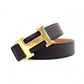 HERMES H Belt, Leather, Black, Reversible, Gold Hardware