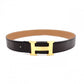 HERMES H Belt, Leather, Black, Reversible, Gold Hardware
