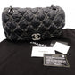 CHANEL Parisian Matelassé Nylon Tweed On-Stitch Double Chain Shoulder Bag Gray Nylon Silver Hardware 7-11-761