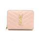 SAINT LAURENT Cassandra Bifold Wallet, Leather, Pink Beige, Gold Hardware