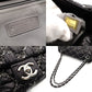 CHANEL Parisian Matelassé Nylon Tweed On-Stitch Double Chain Shoulder Bag Gray Nylon Silver Hardware 7-11-761