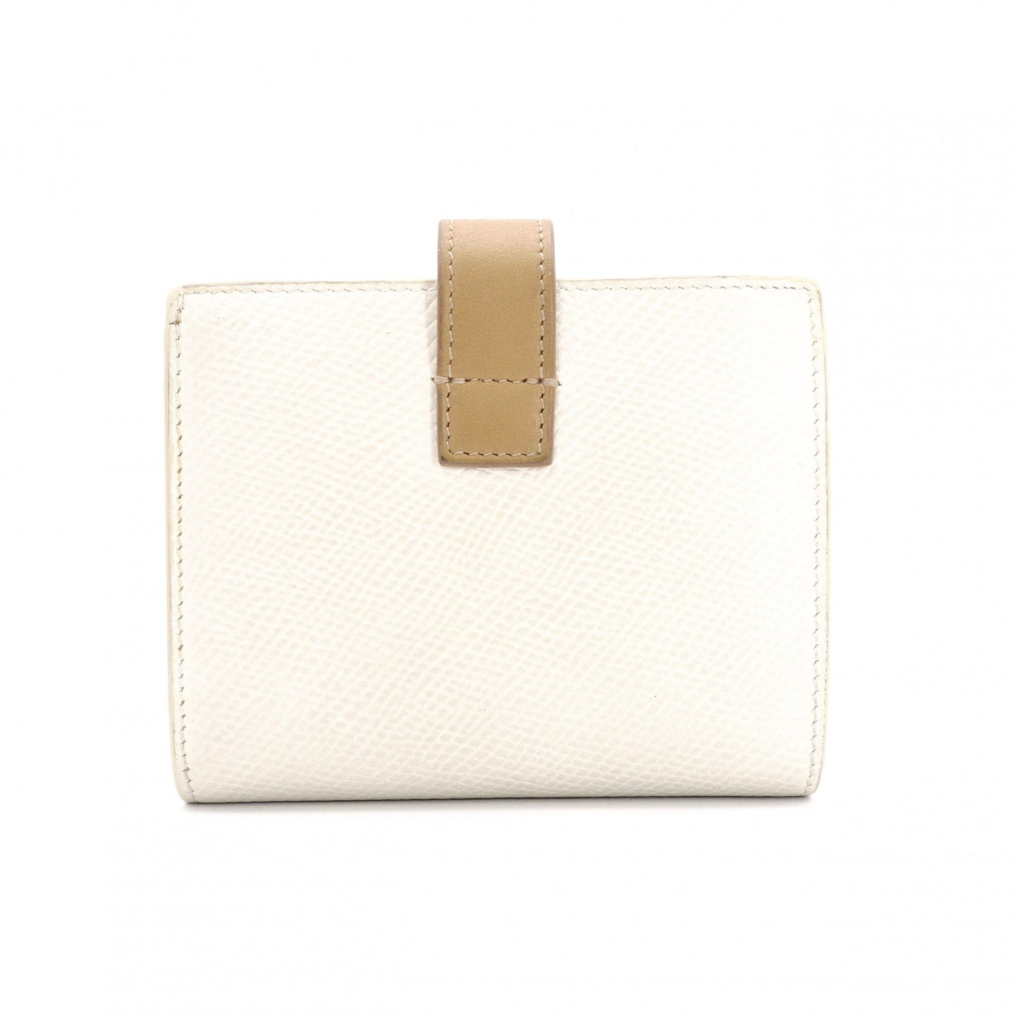 CELINE Strap Bifold Wallet, Leather, Beige, Wallet