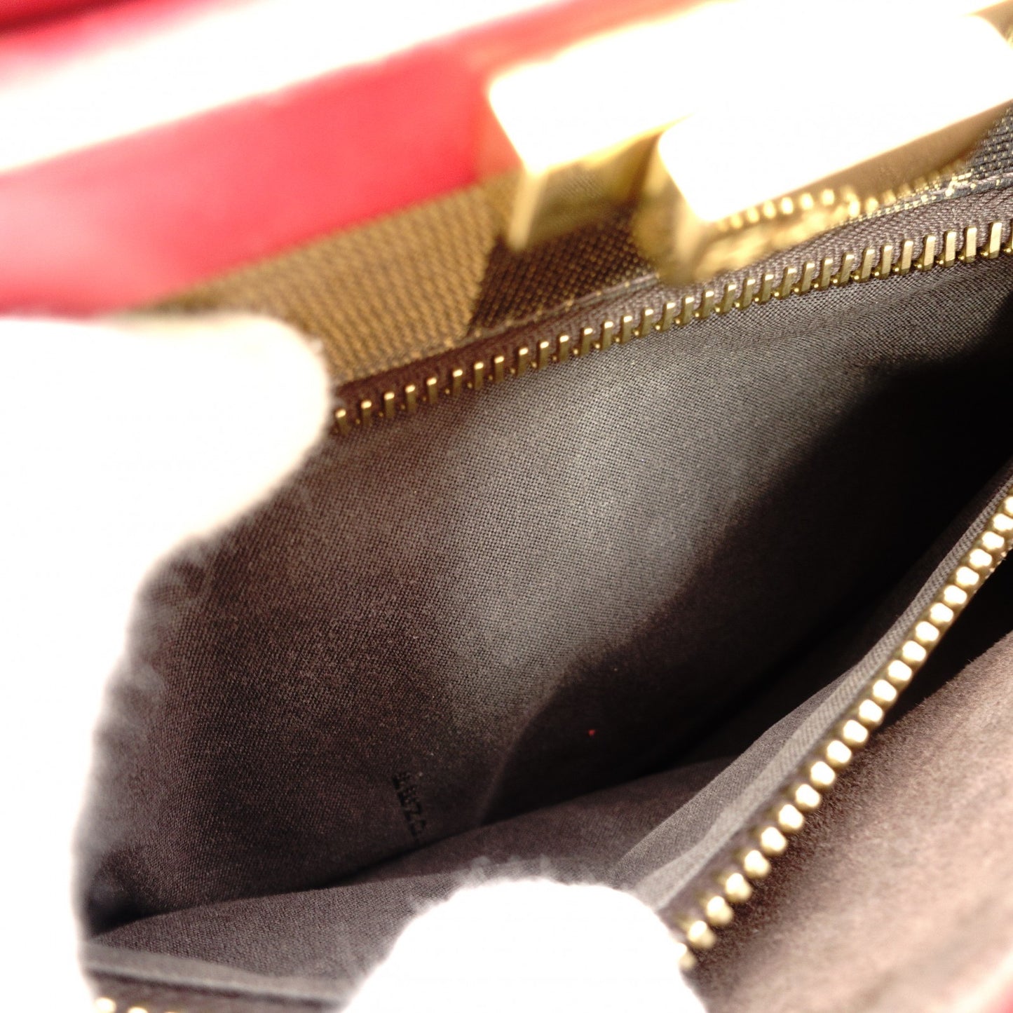 FENDI Peekaboo Handbag 2-Way Leather Red Shoulder Bag Red Gold Hardware 7-11-477