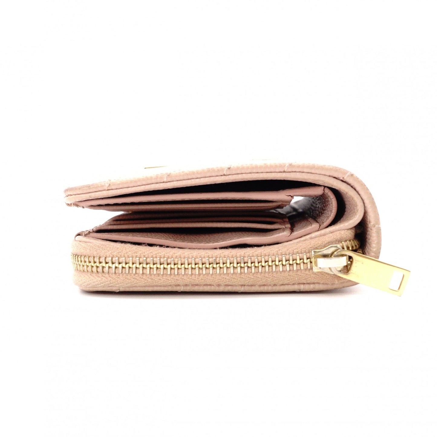 SAINT LAURENT Cassandra Bifold Wallet, Leather, Pink Beige, Gold Hardware