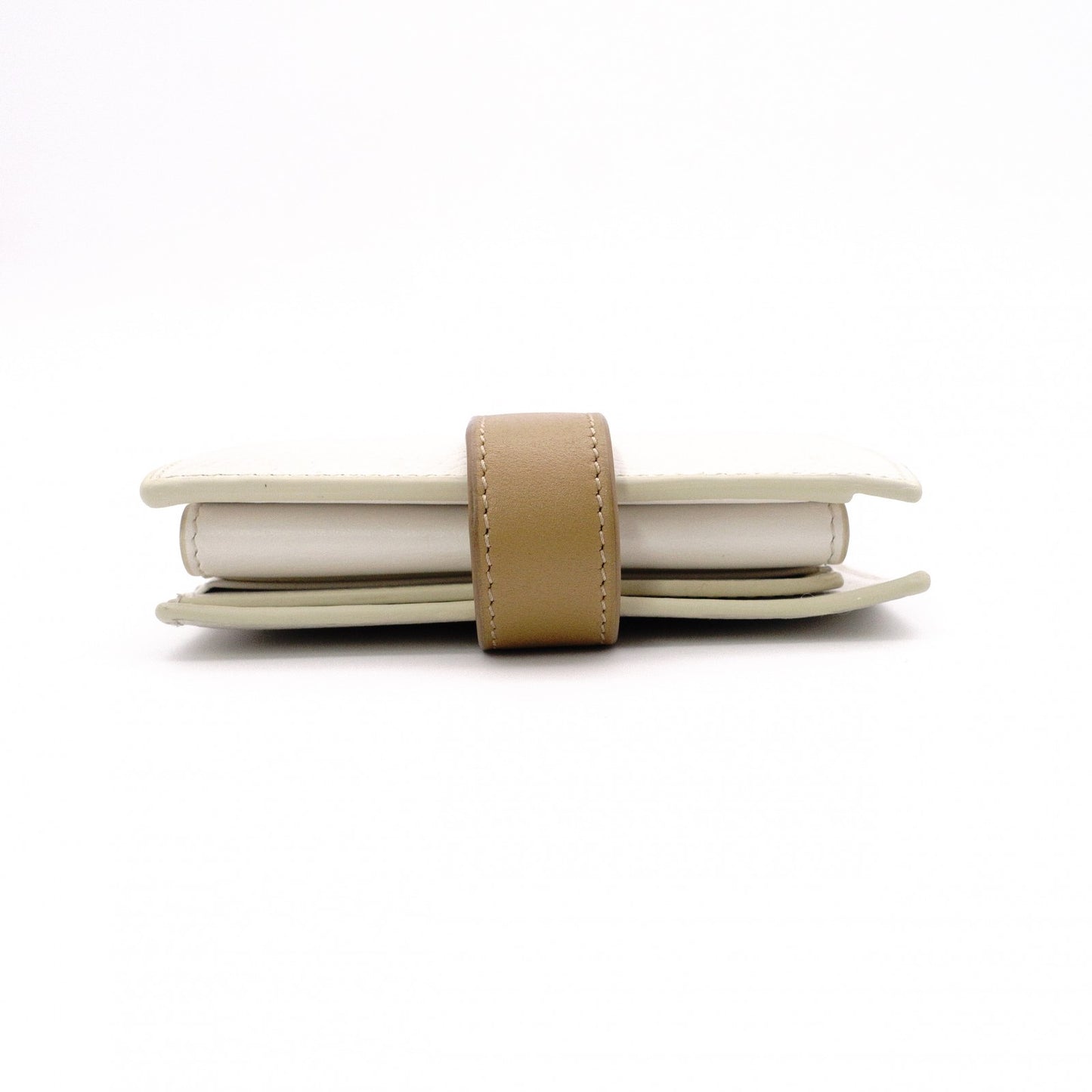 CELINE Strap Bifold Wallet, Leather, Beige, Wallet
