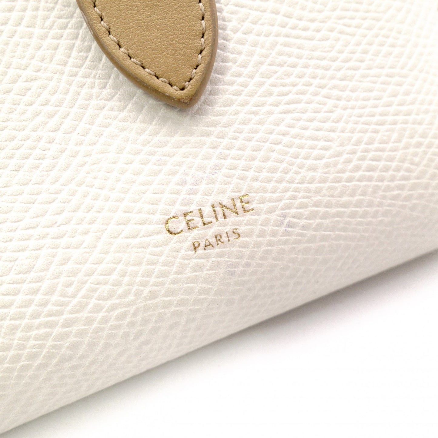 CELINE Strap Bifold Wallet, Leather, Beige, Wallet