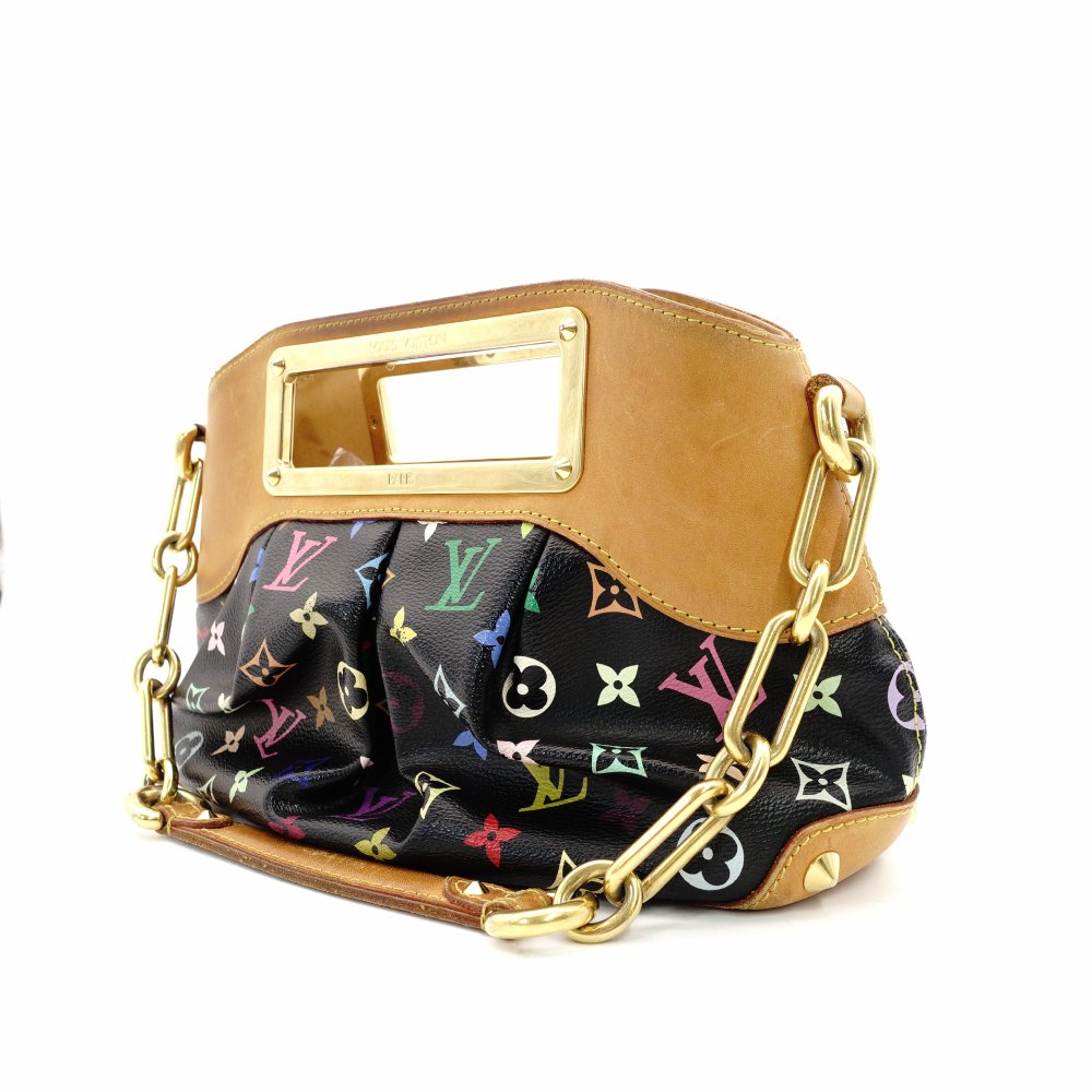 LOUIS VUITTON Monogram Multicolore Judy PM Satchel Handbag Black Shoulder M40258 Black 7-10-315