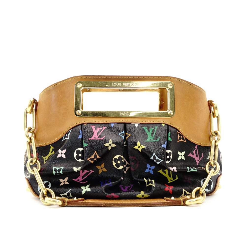 LOUIS VUITTON Monogram Multicolore Judy PM Satchel Handbag Black Shoulder M40258 Black 7-10-315