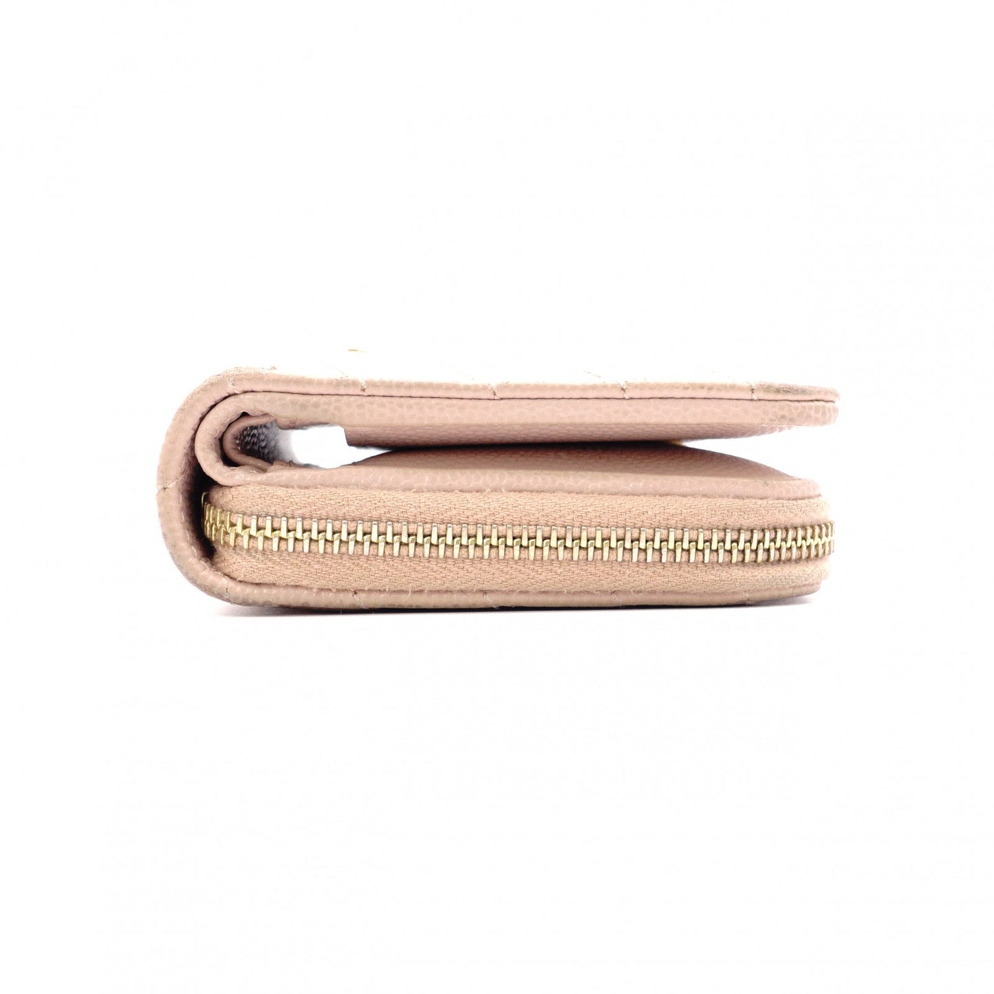 SAINT LAURENT Cassandra Bifold Wallet, Leather, Pink Beige, Gold Hardware