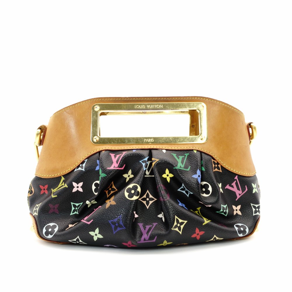 LOUIS VUITTON Monogram Multicolore Judy PM Satchel Handbag Black Shoulder M40258 Black 7-10-315