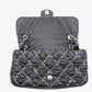 CHANEL Parisian Matelassé Nylon Tweed On-Stitch Double Chain Shoulder Bag Gray Nylon Silver Hardware 7-11-761