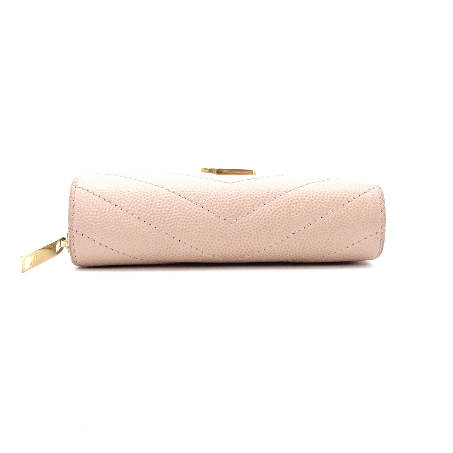 SAINT LAURENT Cassandra Bifold Wallet, Leather, Pink Beige, Gold Hardware