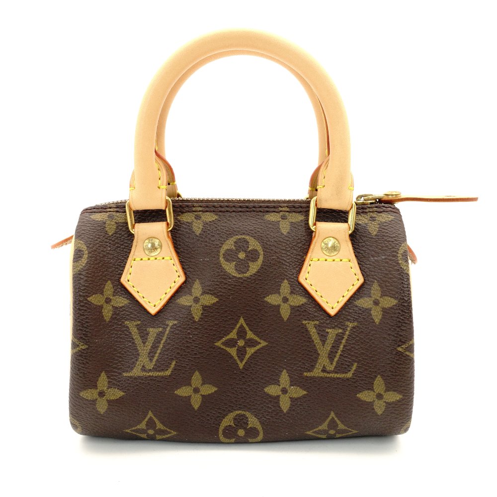 LOUIS VUITTON Mini Speedy Monogram Canvas Handbag PVC Leather Brown 7-12-120