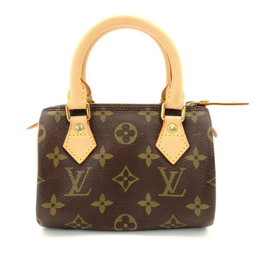 LOUIS VUITTON Mini Speedy Monogram Canvas Handbag PVC Leather Brown 7-12-120