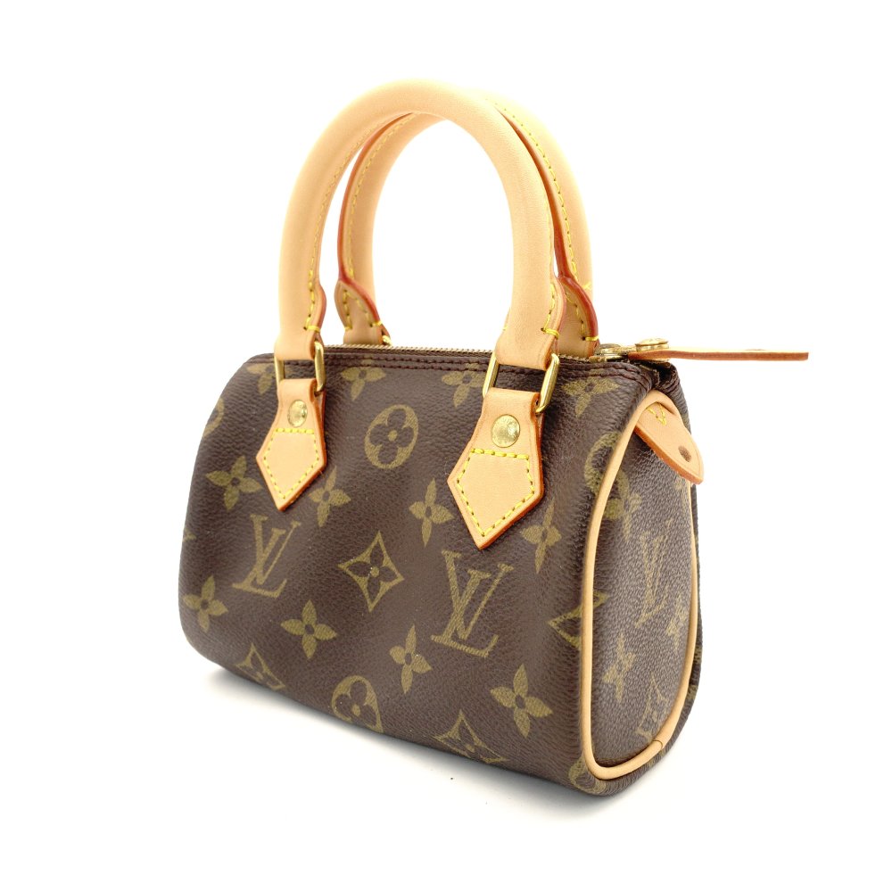 LOUIS VUITTON Mini Speedy Monogram Canvas Handbag PVC Leather Brown 7-12-120