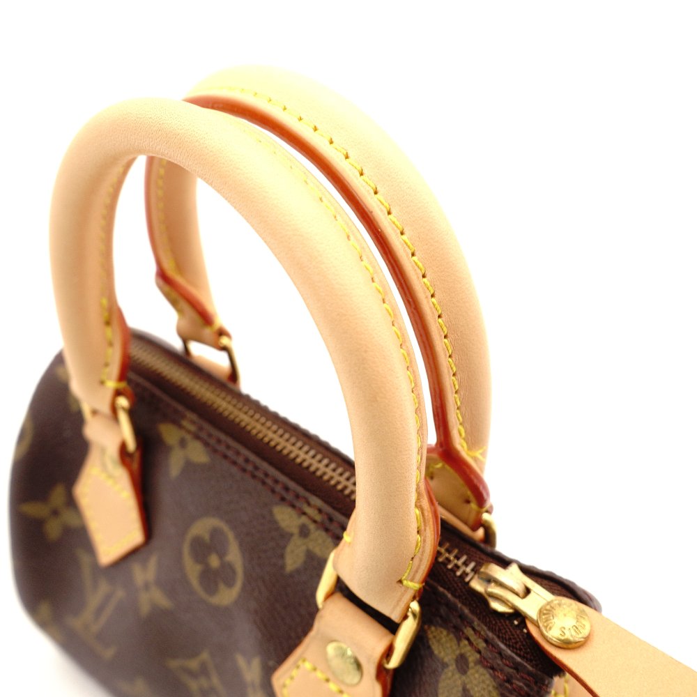 LOUIS VUITTON Mini Speedy Monogram Canvas Handbag PVC Leather Brown 7-12-120