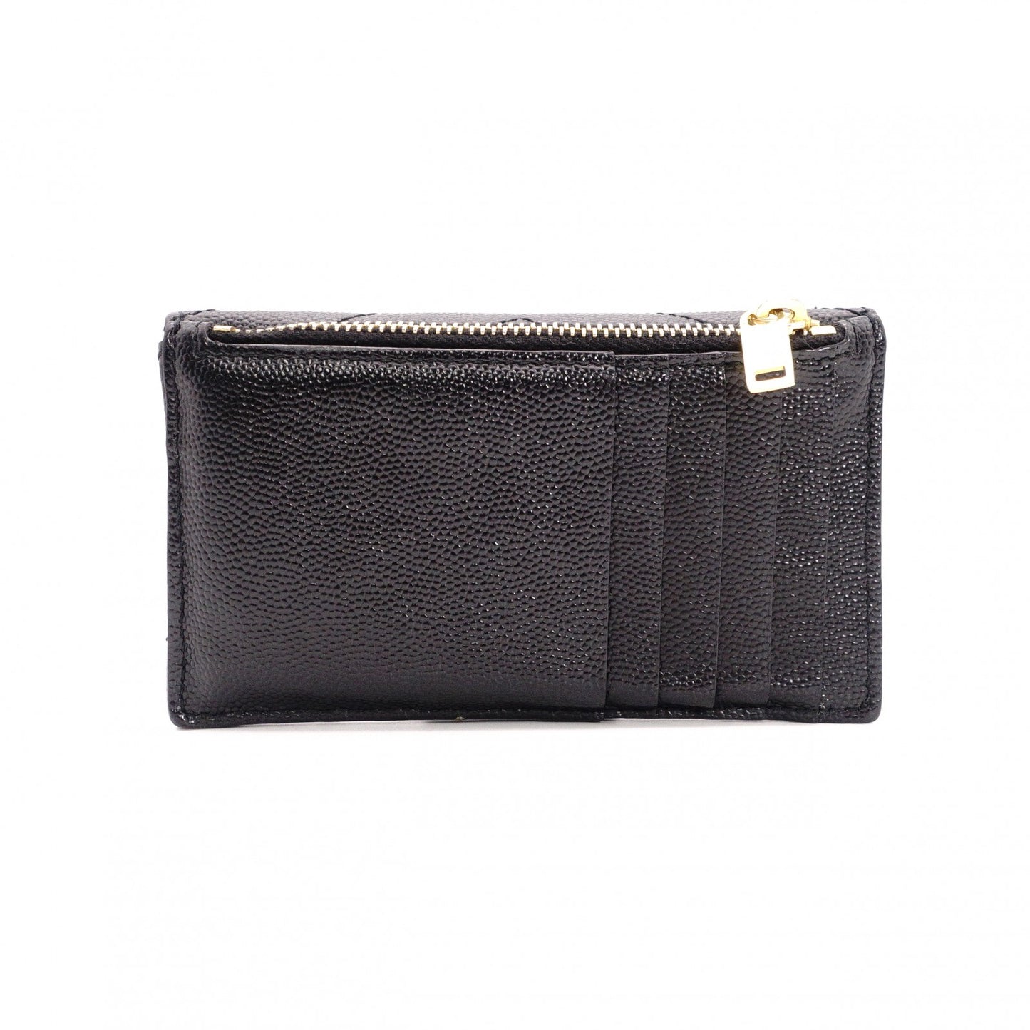 SAINT LAURENT Cassandra Coin Purse, Leather, Black, Card Holder