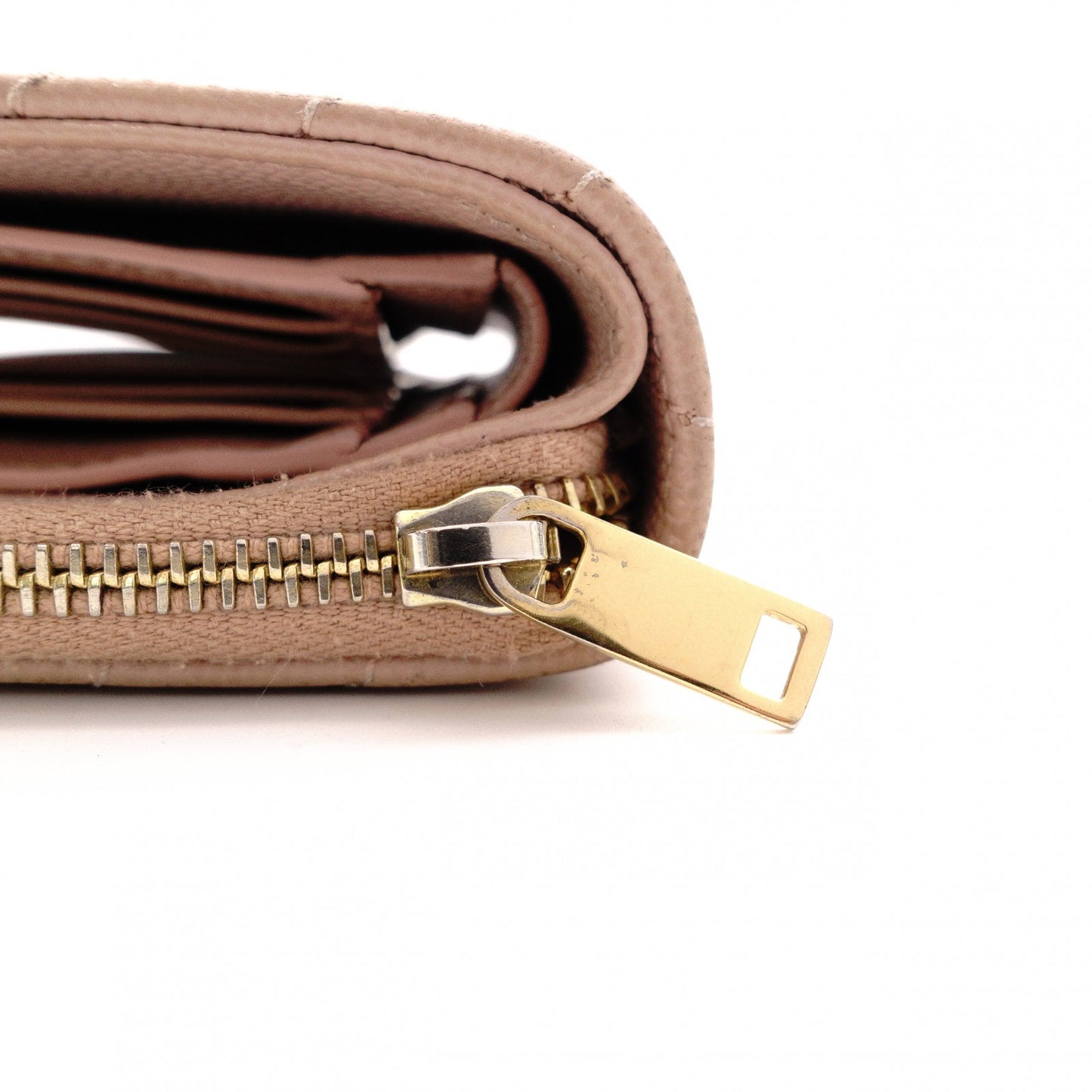 SAINT LAURENT Cassandra Bifold Wallet, Leather, Pink Beige, Gold Hardware
