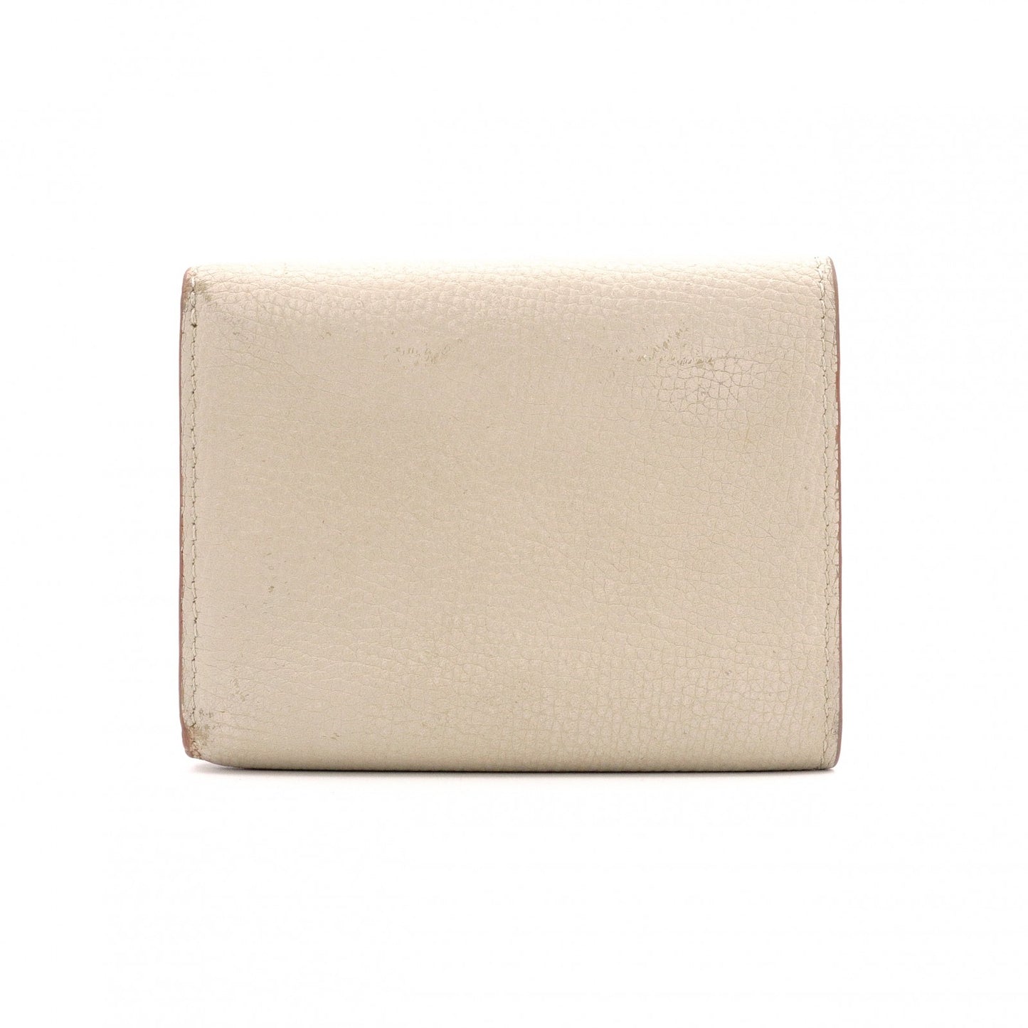 LOEWE Anagram Compact Wallet, Tri-fold, Leather, Beige