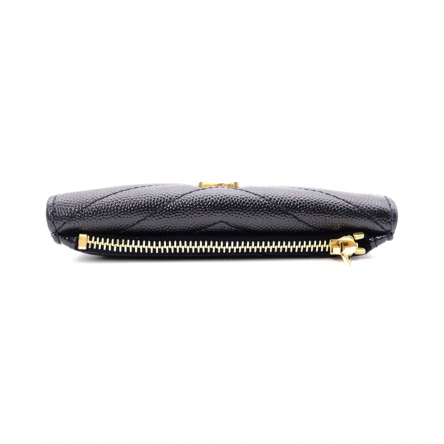 SAINT LAURENT Cassandra Coin Purse, Leather, Black, Card Holder