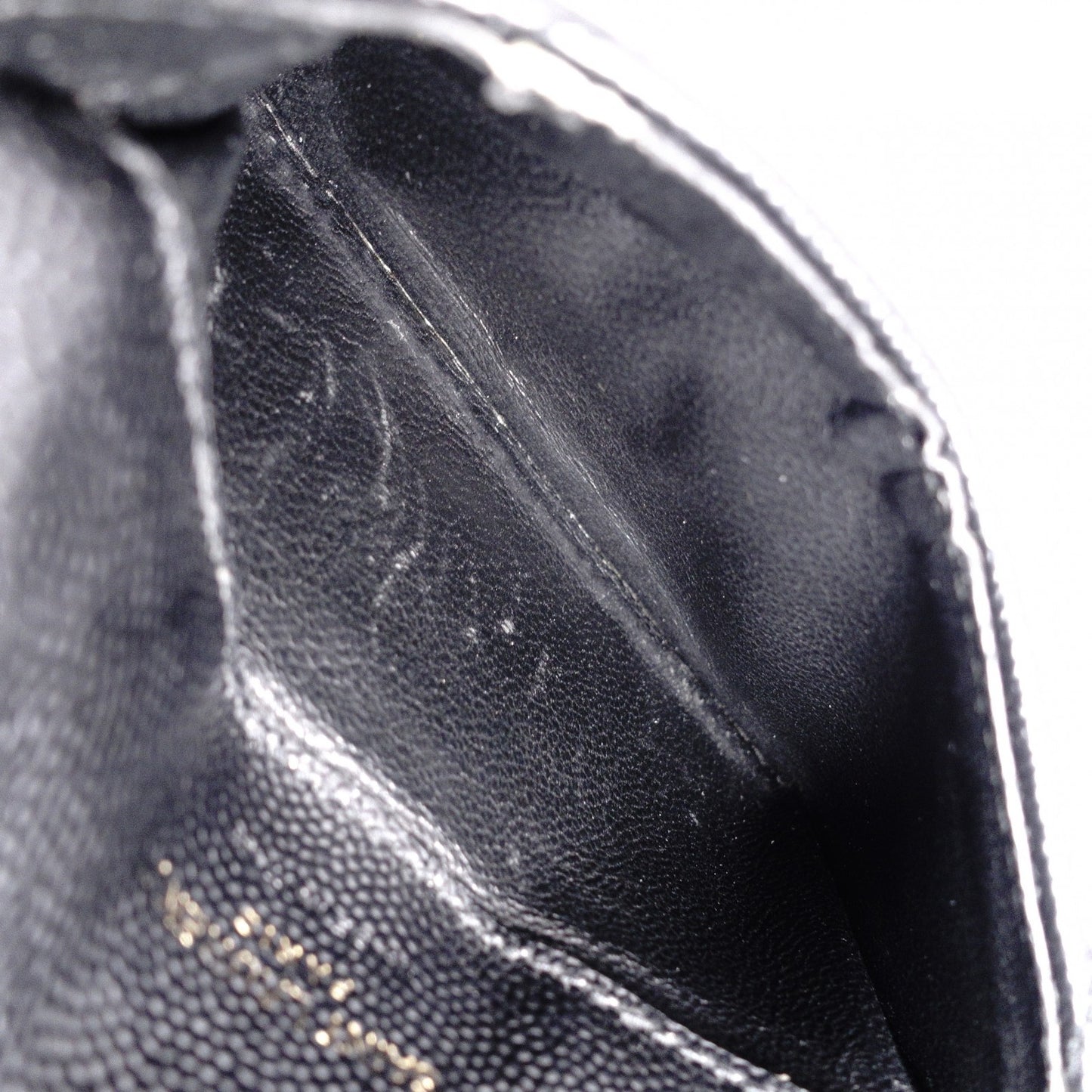 SAINT LAURENT Cassandra Coin Purse, Leather, Black, Card Holder