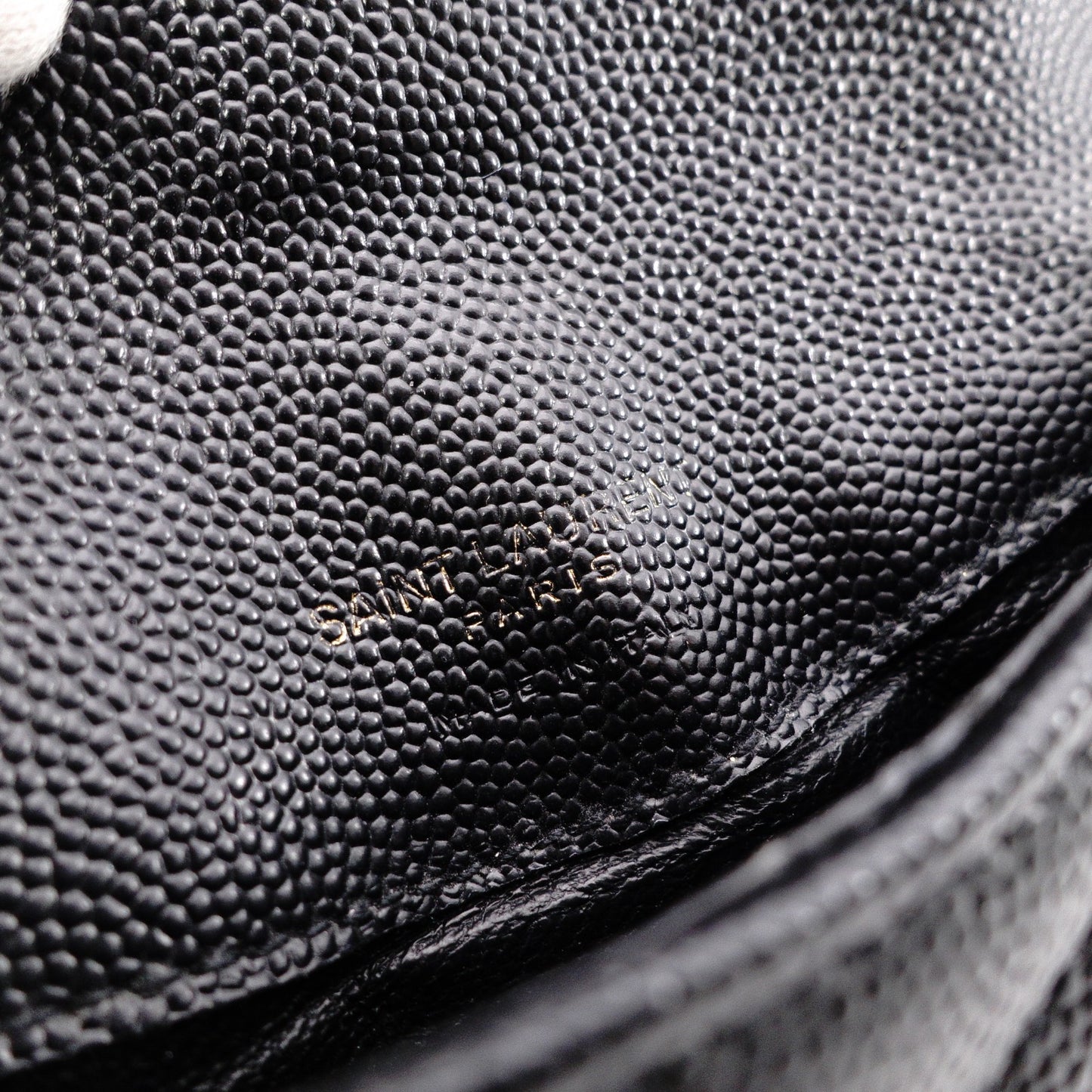 SAINT LAURENT Cassandra Coin Purse, Leather, Black, Card Holder