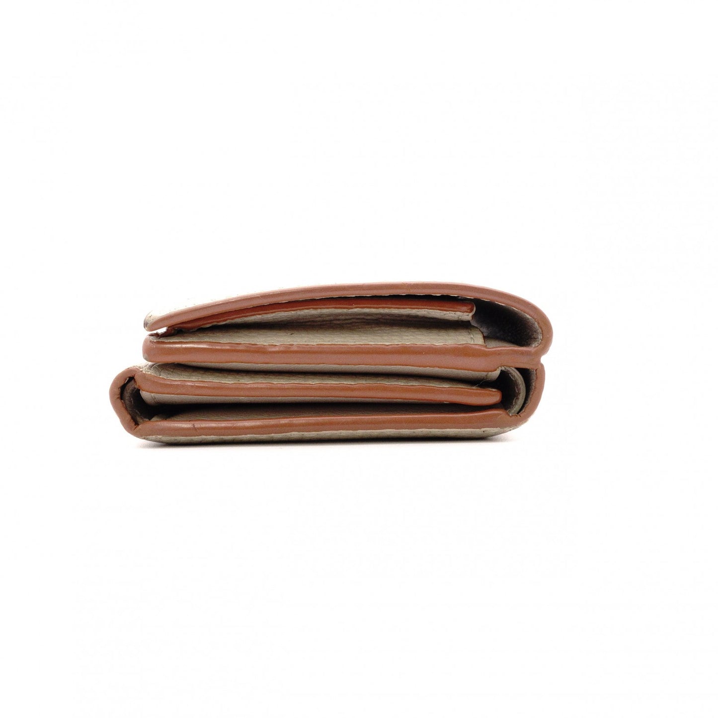 LOEWE Anagram Compact Wallet, Tri-fold, Leather, Beige