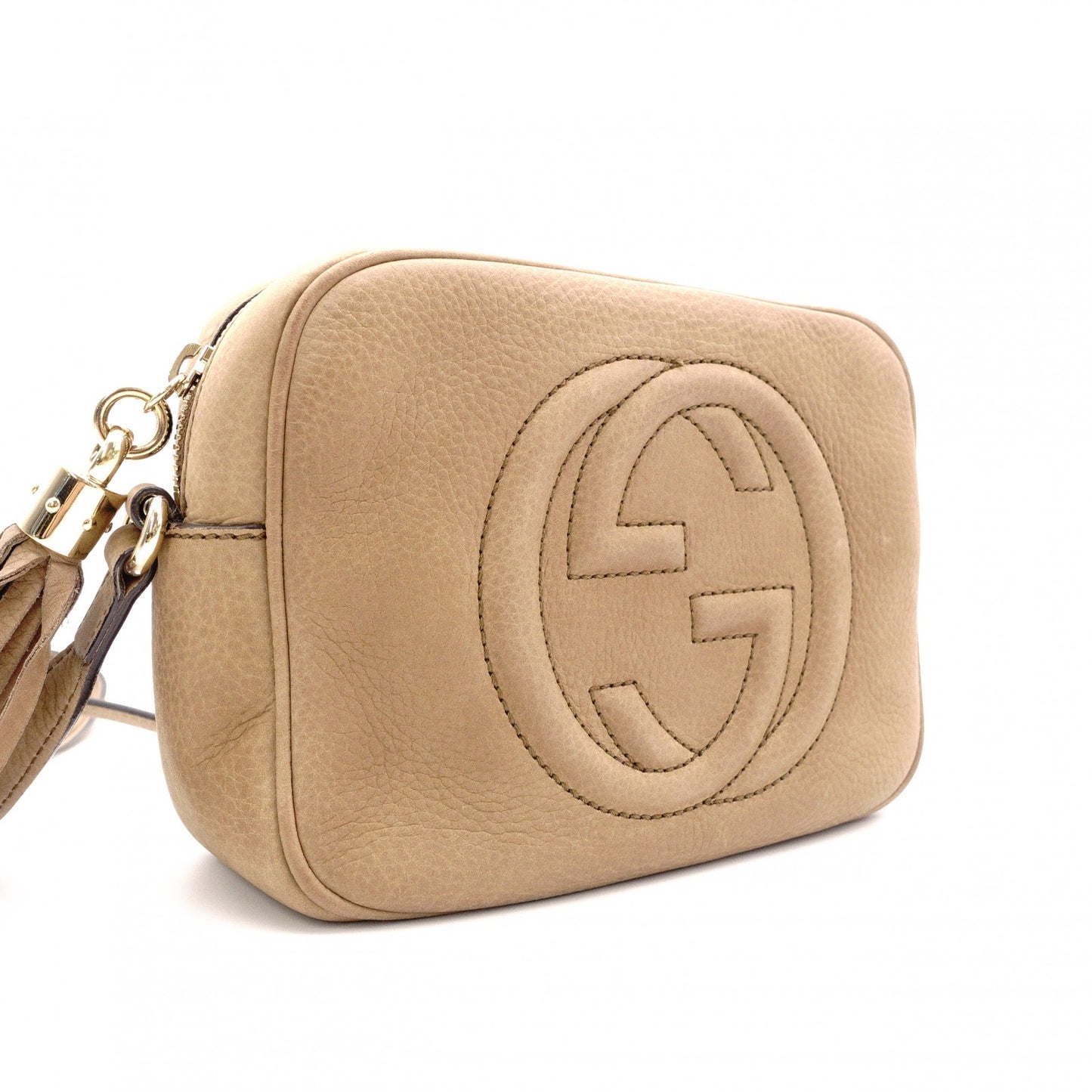 GUCCI Soho Disco Shoulder Bag, Leather, Brown, Crossbody, Tassel