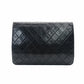 CHANEL Matelassé Chain Shoulder Bag Single Black Lambskin Black Leather Vintage Gold Hardware 7-7-486